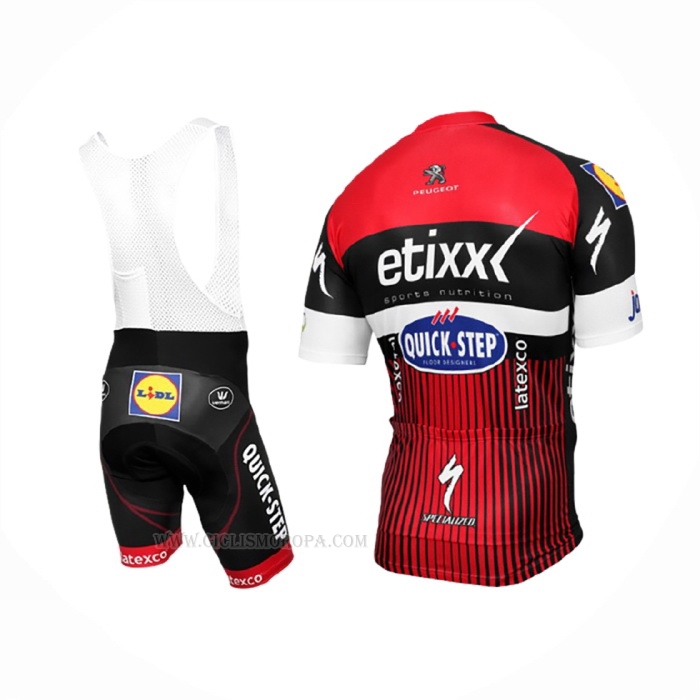 2016 Ropa Ciclismo Etixx Quick Step Rojo Negro Mangas Corta y Culotte Corto